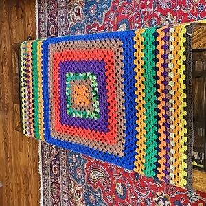 Large crocheted Afghan blanket 50"x54"